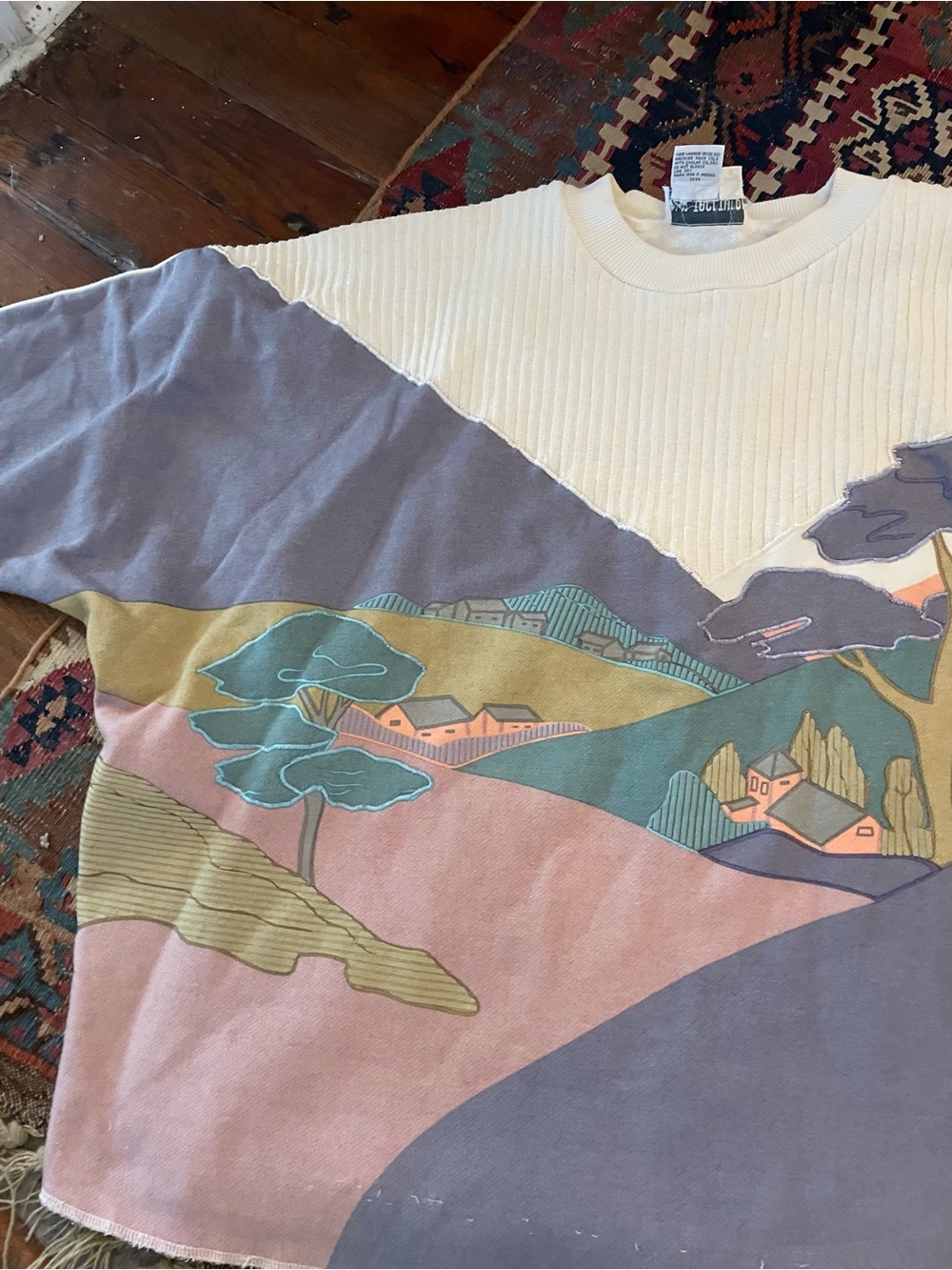 Together Cream Crewneck Sweater with Pastel Scenic Print